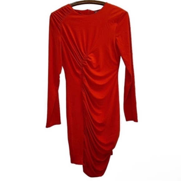 New ZARA Ruched Orange Bodycon dress - Picture 16 of 16